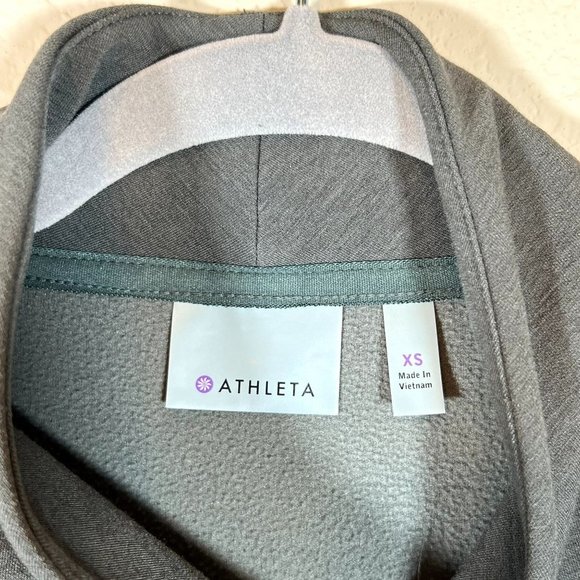 Athleta Soft Moto Jacket Zip Up Size XS Green/Grayish Fleece Lined Double Knit - Picture 5 of 10